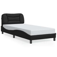 cama para adulto  cama individual  estructura de cama con cabecero cuero sintetico negro 90x200 cm
