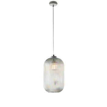 Lámpara Colgante Krizia Blanca Con Cable Orientable Y Difusor De Cristal Transparente Con Relieve