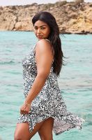 yours vestido playero azul marino estampado  mujer curvy y tallas grandes yours
