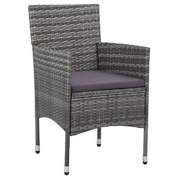 Pack 2 Uds Sillas De Comedor Para Jardín | Silla De Exterior | Sillón Ratán Sintético Gris