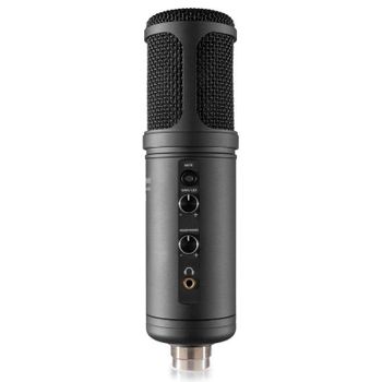 Micrófono Power Dynamics PCM120 USB cardioide con control volumen y luz azul