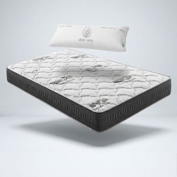 Colchón Viscoelástico Nubeo 150 X 190 Cm, Altura 24 Cm, Confort Adaptable Y Soporte Estable, Con Almohada Visco Aloe Vera, Real Confort