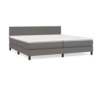 cama box spring con colchon cuero sintetico gris 200x200 cm diseno plano