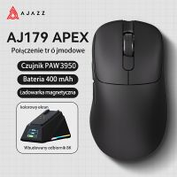 raton para juegos ajazz aj179 apex con base de carga con pantalla a color carga magnetica alta frecuencia de 8000hz tri-modo paw3950 para mano derecha