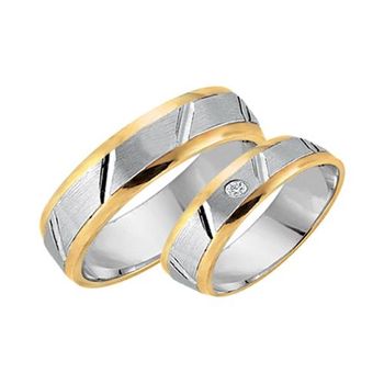Alianzas 14 quilates oro amarillo-blanco con diamante
