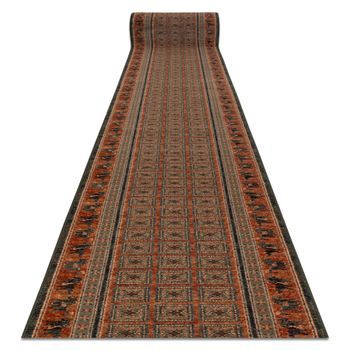 Alfombra De Pasillo Lana Kashqai 4301/501 Oriental, Marco Verde / Terr 67x940 Cm