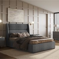 flair grey fabric rumba ottoman bed - double