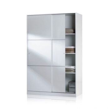 Armario de puertas correderas 120x200 cm melamina blanco brillo