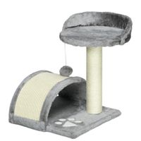 pawhut arbol rascador para gatos pequenos altura 46 cm con poste tablero para rascar plataformas y bola 355x37x46 cm gris