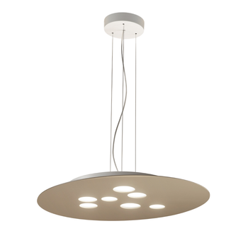 Lámpara Colgante Led Redonda Luna De Metal Gris Tórtola 72,5x60cm, 10 Luces Gx53 Máx. 10x8w, Doble Emisión, Ip20, Bombillas Excluidas