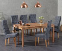 oxford 150cm solid oak dining table with juliette chairs - grey 6 chairs