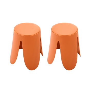 Taburete apilable cuero sintético, set de 2, naranja