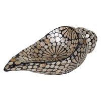 caracola de ceramica acabado en capiz negra 42x16x15