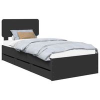 cama individual  cama para adulto  estructura de cama negro 100 x 200 cm madera de ingenieria