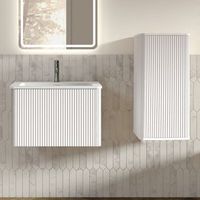 conjunto de mueble de bano con lavabo suspendido blanco 61 cm y columna auxiliar
