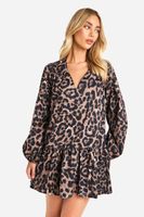 vestido holgado con estampado de leopardo brown