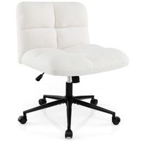 costway silla giratoria de escritorio con patas cruzadas y ruedas asiento acolchado altura ajustable sin brazos para dormitorio estudio beige