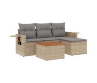 vidaxl juego de sofas jardin con cojines 5 pzas ratan sintetico beige