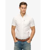superdry para hombre m4010944a camisa oxford blanco l casual algodon manga corta