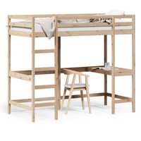 cama alta con escritorio madera maciza de pino 100x200 cm vidaxl