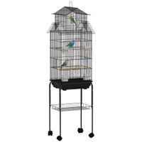 pawhut jaula para pajaros con 5 puertas 2 comederos 2 perchas