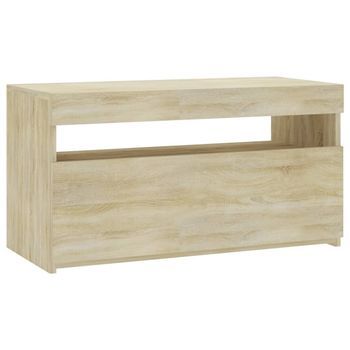 Mueble Tv | Mueble De Salón | Armario Tv Con Luces Led Roble Sonoma 75x35x40 Cm