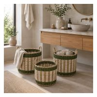 conjunto de 3 cestas en fibras naturales multicolor