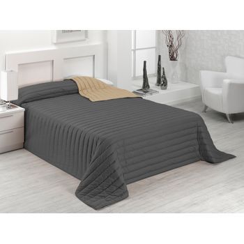Colcha Bicolor Multiuso Tutto 300x270 Cm - Arena/gris (disponible En Varias Medidas Y Colores) - Cama 200
