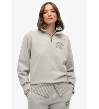 Superdry para mujer. W2012686A Sudadera Athletic Collared Half Zip gris (L), Casual, Algodón