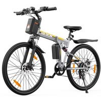 bicicleta de montana electrica plegable varun m26-3 pro de 26 suspension completa plateada y naranja