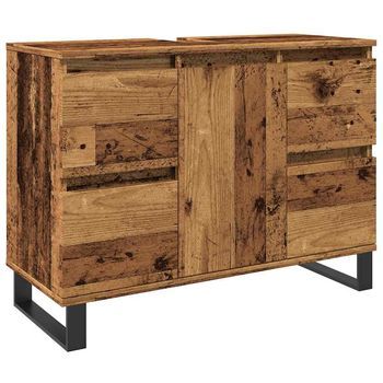 Mueble De Lavabo Madera De Ingeniería Envejecida 80x33x60 Cm Vidaxl