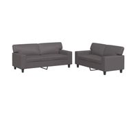 vidaxl juego de sofas 2 piezas cuero sintetico gris