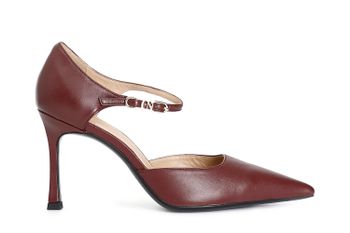 salón piel serraje con hebilla bordeaux