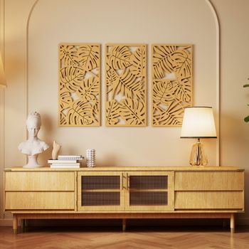 Decoración Para Pared De Mdf Plástico Homcom 40x80 Cm-madera Natural