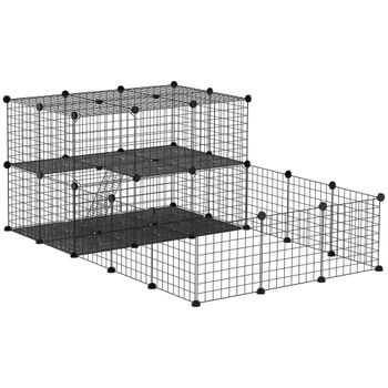 PawHut Recinto Modular para Roedores con Amplio Espacio Fácil Montaje y Estructura Resistente de Acero y Resina PP 175x105x70cm