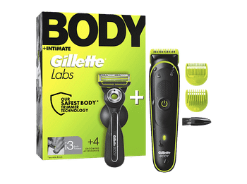 Afeitadora corporal - Gillette Labs i3 Body + Intimate, Tecnología Skinfirst, Wet&Dry, 2 peines, Pack con maquinilla de afeitar GilletteLabs