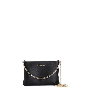 bolso de mano de piel martillada con bandolera de doble cadena black