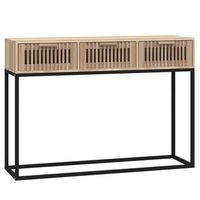 mesa consola  mesa de entrada  mesa auxiliar hierro y madera contrachapada 105x30x75 cm