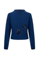 jersey de cuello redondo con bordado royal