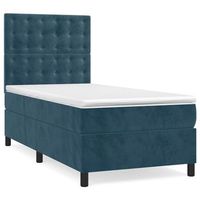 cama tapizada 193x90x128 cm terciopelo - azul