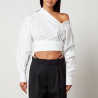 alexander wang cropped cotton-poplin wrap shirt - us 2uk 6