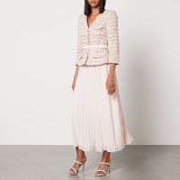 self-portrait sequined boucle and chiffon midi dress - uk 8us 4