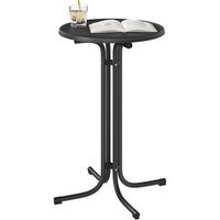 mesa alta plegable mesa redonda de bar con tapa 80 x 110 cm tablero de madera de ingenieria color negro