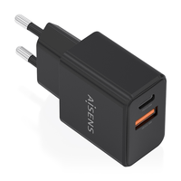 aisens - cargador gan 20w 1xusb-c pd30 1xusb-a qc30 negro