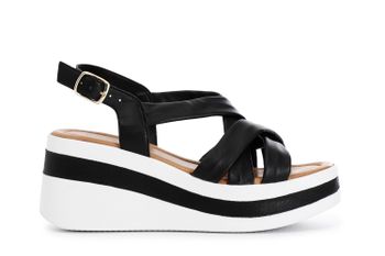 sandalias de cuña de napa con cruzado black