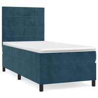 cama individual  cama de adulto  cama box spring con colchon terciopelo azul oscuro 80x200 cm