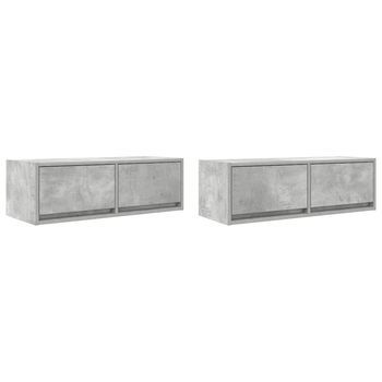 Muebles De Tv 2uds Madera Ingeniería Gris Hormigón 80x31x25,5cm