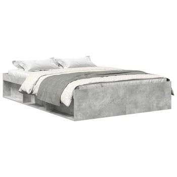 Cama Doble | Cama Para Adultos | Estructura De Cama Gris Hormigón 140x200 Cm