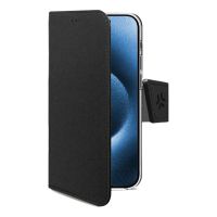 funda para movil celly wally1079 cartera piel sintetica negra con soporte para iphone 16 pro