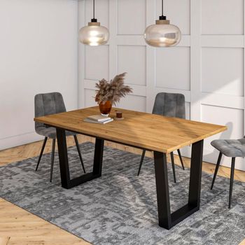Mesa comedor efecto madera roble 167x90x74cm